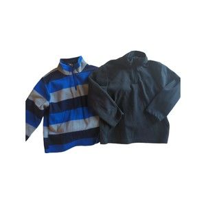 Lot (2) Boys M/8 Starter Carter's Fleece Pullovers Blue Striped & Black